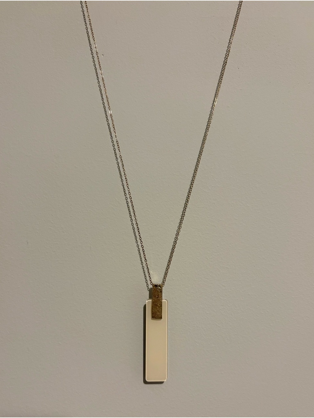 Gold and Gray Bar Pendant Necklace Reversible - Women Jewelry